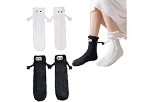 Yeria 2 Paires de Chaussettes MagnéTiques Amusantes, Chaussettes 3d Main Dans La Main pour Femmes Hommes, Paire Unisexe Amusante Tenant Les Mains Chaussettes pour Couple