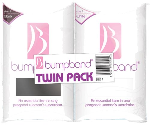 Bumpband Twinpack (Black and White, Band Size 1, Dress Size 8-12 Pre-pregnancy) - Exclusive to Amazon