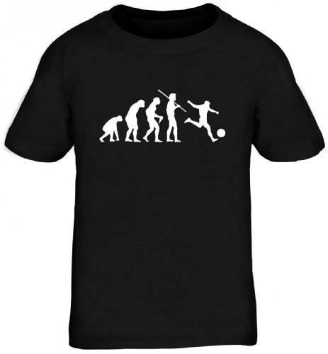 Shirtstreet24, EVOLUTION FUSSBALL, EM WM Sport Kinder Fun T-Shirt , Größe: 152/164,schwarz