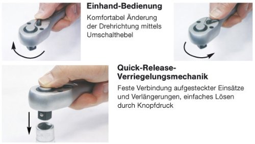 Famex 10644 Feinzahn Knarre mit 72 Zähnen, 6,3 mm (1/4-Zoll)-Antrieb - 3