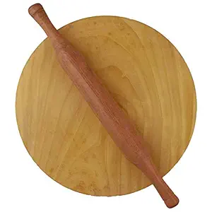 HANDCRAFTD Wooden Chakla Belan Set Rolling Board with Rolling Pin Pack of 1