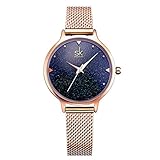 SSQ-CXO Quarzuhr der Frauen, Art- und Weisemineralglas-Spiegel-Quarz-Bewegungs-Runde Legierungs-Vorwahlknopf-Qualitäts-Persönlichkeits-Edelstahl-Schablonen-Bügel-Wasserdichte Uhr