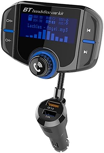 Bluetooth 4.2 FM Transmitter Car MP3 Player Radio Adapter Talking Wireless Handsfree Transmitter Kit with Quick Charge 3.0+1.7 Inch Display+2.4A Smart USB Ports+3.5mm Audio Port+TF Card Slot(32GB) (BT70)