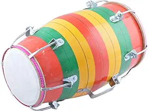 Music Mall 1 Piece Baby Dholak - Screw Type- Multi-Colour (12 inches)