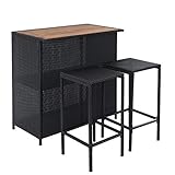 hausbar theke vintage Modernes Gartenbarset 3-teilig; attraktives Geflecht in Rattan-Optik