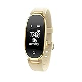 Haihuic Fitness Tracker, Frauen Smart Watch mit Herzfrequenz-Schlafmonitor, Kalorienzähler, Schrittzähler, Wasserdichte Sport-Armbanduhr für iOS Android | Gold