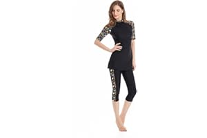 BaJooruly Swimming Costume Burkini Swimwear for Womens Modest Short Sleeve Swimsuit Surfing Suit Swimming Beachwear