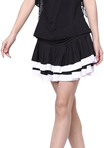 Womens Latin Dance/Belly Dance Dress White Trim Ballroom Short Skirt Standard Prom Wear black-white M