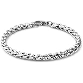 AEE&reg; Men's Steel Bracelet Stainless Silver Color Interlocking Twist Chavin Angelus Unisex (20cm-4mm)