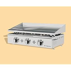 Vivaplancha Plancha Gaz Tout INOX 3 Feux 7,5 KW - Anti-adhésive et Nettoyage Facile modèle PIMIENTOS
