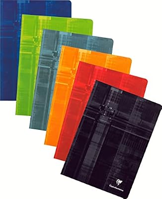 Clairefontaine 63125C - Un cahier piqué 80 pages 21x29,7 cm 90g lignées avec marge, couverture couleur aléatoire