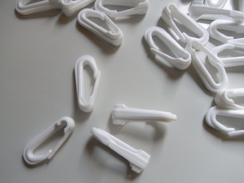 20 Stück Kunststoff - Karabiner, Kunststoffhaken weiß 4,85 cm