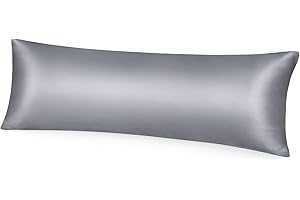 ‎FITTIA Fittia Satin Kissenbezug Premium Kopfkissenbezug Kissenhülle Haar- und Hautpflege Seidig mit Reißverschluss, 1 Stück, Hellgrau, 40x145cm