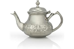 SAHARASHOP Tetera marroquí de 300 ml, color plateado, con filtro integrado, modelo tradicional árabe plateado, hervidor de té, calentador de té y tetera