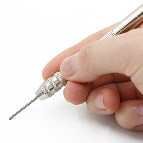 Handbohrer set Mini Aluminium Handbohrmaschine mit Keyless Chuck und 10 Spiralbohrer Rotary Tool Set Silber - 4