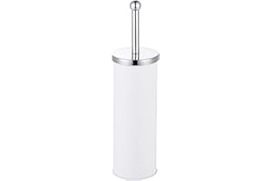 Novel Solutions Bursh & Holder, Powder Coated Steel, White Toilet Brush, One Size