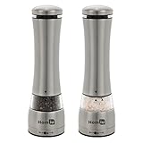 Hecho de acero inoxidable de alta calidad, estos molinos de sal y pimienta de Homiu se pueden utilizar con cualquier variedad de pimienta, sal roca, cristal de sal marina, hierba seca o especias, lo que permite una amplia gama de aplicaciones culinarias.