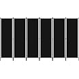 vidaXL 6-Panel Room Divider Folding Panel Screen Movable Partition Privacy Separator Wall Furniture Indoor Bedroom Office Black 300x180 cm