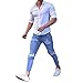 Produktbild Jeans Herren,Binggong Stretchy Ripped Skinny Biker Jeans für Herren mit Destroyed Taped Slim Fit Denim Hosen Enge Loch Füße Jeanshose Mode Casual Pants S-4XL (Blau, XL)