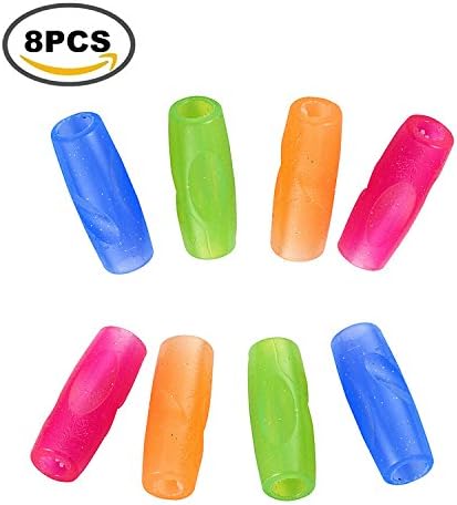 8PCS The Pencil Grip Crossover Grip Ergonomic Writing Aid Silicone Triangle Pencil Grips for Kids Handwriting Claw,Assorted Colors and Styles Suitable for Righties and Lefties