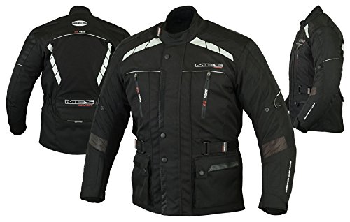 MBS MJ21 James Motocicleta Motocicleta larga chaqueta de viaje textil (Negro, L)