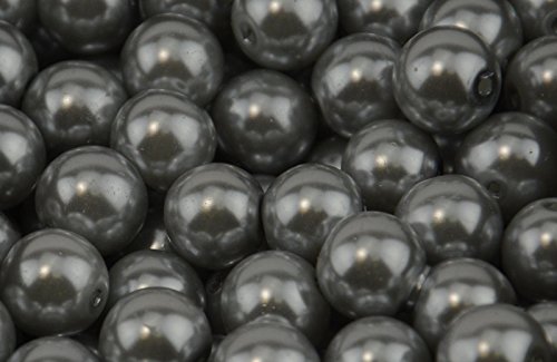 boxdisplays Silver Glass Pearl Round 12mm - Approx 35 Beads