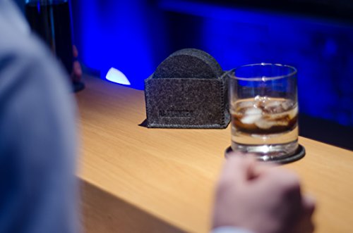 Glasuntersetzer aus Filz mit erhöhter Stabilität durch 1.300 g/m², 10er Premium-Set Getränke-Untersetzer mit Box für Tisch, Bar, Gläser, Tassen / rund, dunkelgrau anthrazit - 2