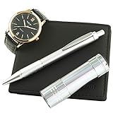 Montre-Concept - Geschenk-Set Männer uhr mit taschenlampe, brieftasche und kugelschreiber : CLP-1-0066