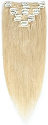 Winky Wiggery 16"-22" inches 8PCS 120g-150g, Double Weft Full Head Clip in 100% Real human Hair Extensions for Women Beauty (18"-130g, #27(Dark Blonde))