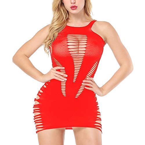Preisvergleich Produktbild Ansenesna Reizwäsche Damen Erotik Ouvert Kleid Leidenschaft Dessous Frauen Versuchung Hohl Aus Babydoll Unterwäsche (Rot)