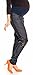 Zeta Ville Pregnancy Maternity Denim Trousers Pants Black Eco Leather Panels 070 (UK 16/18, Denim Blue)