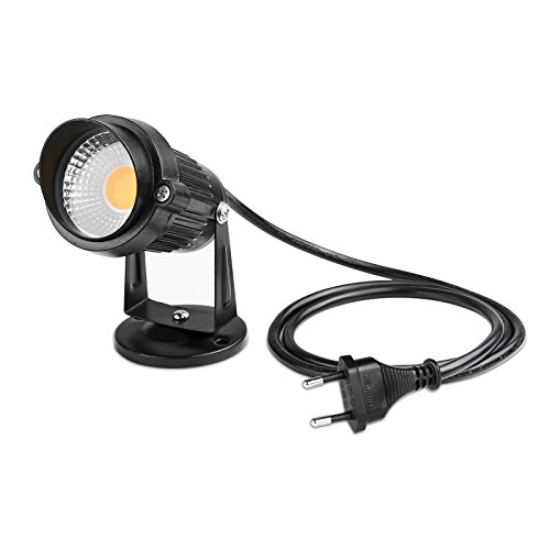 LemonBest® 5W COB LED Lawn Licht Garten Scheinwerfer, Wasserdichtes Bodenleuchte Gartenstrahler Teichstrahler, AC 85-245V, EU Stecker (Warm weiß) - 2