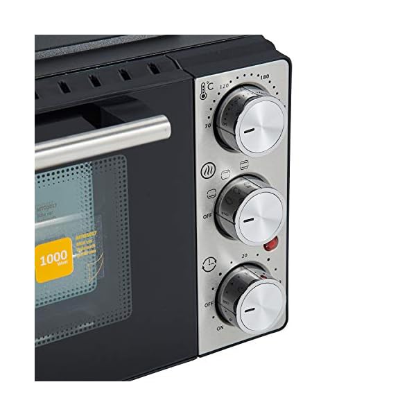 ALASKA Minibackofen MTO 1017 | schwarz | 1000 W | 13 Liter | 3 Leistungsstufen | 70-230°C | Endsignal | incl. Backblech und Edelstahl-Grillrost | Kruemelblech | Rutschfeste Füße – Bild 3