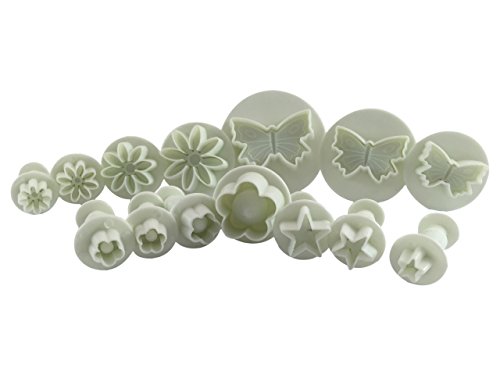 KitchnPro Fondant Set – 146 / 54 / 46 / 33 / 11 / 3 teilig – mit Ausstecher, Ausstechform, Auswerfer, Stempel, Modellierwerkzeug, Glätter, Randverzierung ideal für Fondant, Marzipan und Tortendeko (46 Teile) - 4