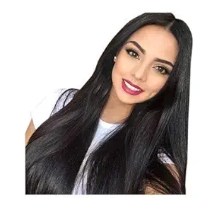 BLUSHIA Long Stylish Light Weight Comfortable Full Head Hair Wig For Cosplay Costume, Women Synthetic Hair Long Wavy Natural Black Wig