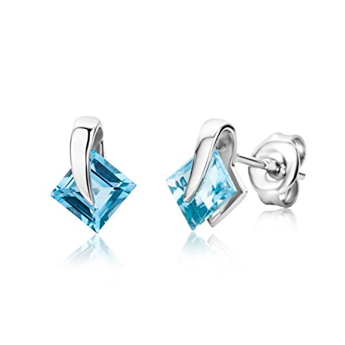 Miore Damen-Ohrstecker 9 Karat 375 Weigold Blau Topas
