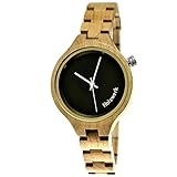 Handgefertigte Holzwerk Germany® Designer Damen-Uhr Öko Natur Holz-Uhr Schwarz Gold Holz Armband-Uhr Analog Klassisch Quarz-Uhr