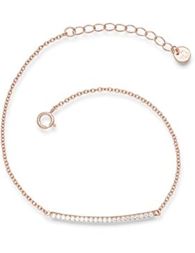 Glanzstücke München Damen-Armband Sterling Silber rosévergoldet Zirkonia weiß 17 + 3 cm - Silber-Armkettchen Roségold...
