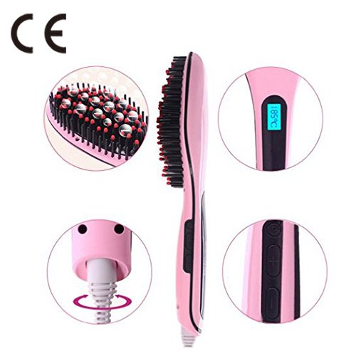 hair straightening brush ,Besmall Instant Magic Silky Straight Hair Styling, Anion Hair Care, Anti Scald, Zero Damage UK Plug (Pink)