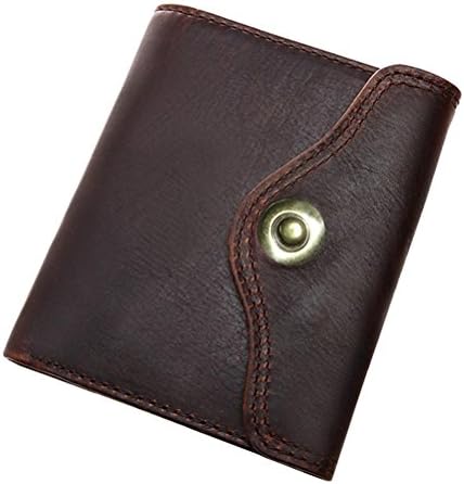 GTUKO Leather Men'S Wallet Cowhide Leather Short Wallet Crazy Horse Leather Retro Cross Casual, Chocolate