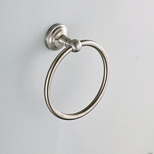 Hiendure® Handtuchring Handtuchhalter Wandhandtuchhalter Wand-Ring aus Edelstahl gebürstet rostfrei für Bad Wandmontage rund - 2