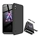Produktbild Finemoco Hülle für Samsung Galaxy A10 Hülle 3 in 1 Hardcase mit Panzerglas Folie,Ultra Dünn Handyhülle 360 Grad Schutz Handy Tasche Hart PC Bumper Schutzhülle Stoßfest Anti-Kratz Case Cover, Schwarz