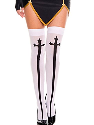 Preisvergleich Produktbild YeeHoo Frauen Schwarz-Weiß Kreuz Oberschenkel Strümpfe