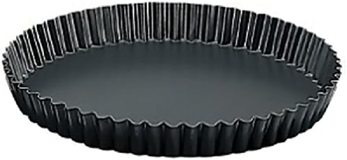De Buyer 5356.32N-La Lyonnaise Heavy Blue Steel Fluted Pie Pan with Removable Bottom, 32 cm Diameter