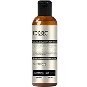 Recast Onion Black Seed Multi-Purpose Hair Oil Control Hair Fall & Dandruff NO Mineral Oil, Silicones & Synthetic Fragrance - 200 ml