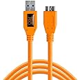 Tether Tools CU5454 USB 3.0 SuperSpeed Micro-B Cable, 15 feet, High-Visibility Orange