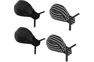 QINERSAW 4 Pcs Sombrero de Cocinero Ajustable Gorro/Bandana Chef Gorro de Cocinero Unisex Chef Hat Bandana Gorro de Cocina Japonesa Gorros de Chef para Cocina, Hotel, Restaurant