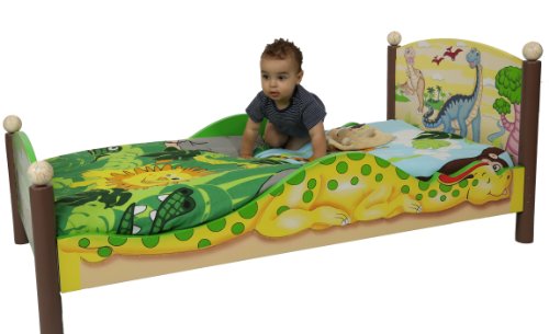 Fantasy Fields by Teamson  Dinosaur Kingdom Childrens Wooden Kids Toddlers Bed no Mattress TD-0087A