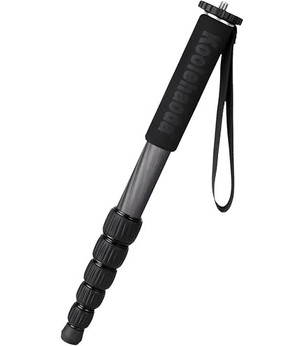 INNOREL RM325C Monopiede In Fibra Di Carbonio Da 5 Sezioni – Leggero 480g, Altezza 170cm, Carico 12kg, Per Canon Nikon Sony DSLR, Con Puntale E Cinturino, Nero