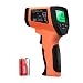 Produktbild WELQUIC Doppelter Laser Infrarot Thermometer, Pyrometer Temperaturmessgerät -50 bis +750°C, Berührungslos Thermometer Digital LCD Beleuchtung, orange schwarz